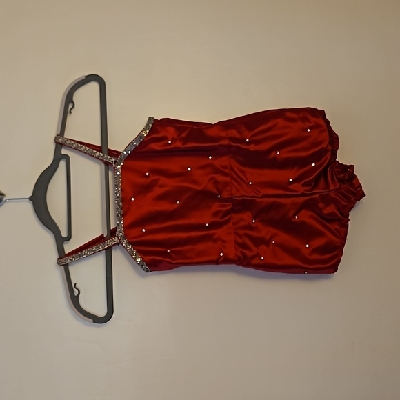 VTG 1960s HANDMADE Red Satin Rhinestone Faux Fur Valentine's Portrait Outfit - Picture 2 of 14